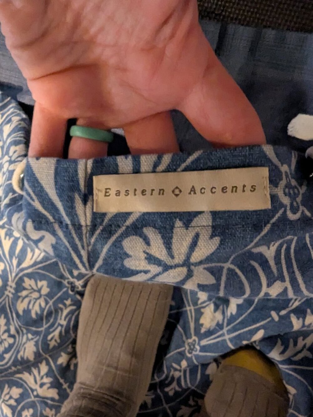 Eastern Accents Queen Duvet Cover, Blue Block Print - Picture 4 of 5